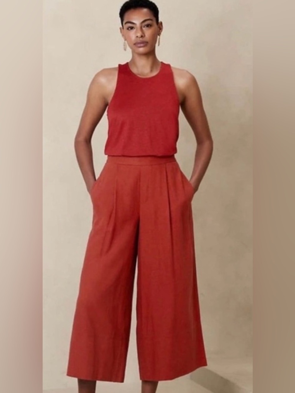 Banana Republic Rust-Red Wide Leg Pants